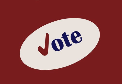 Vote sticker on red background