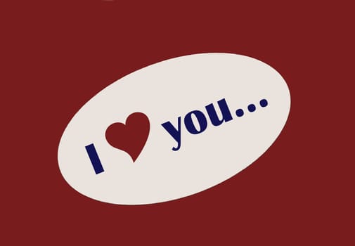 I heart you sticker on red background