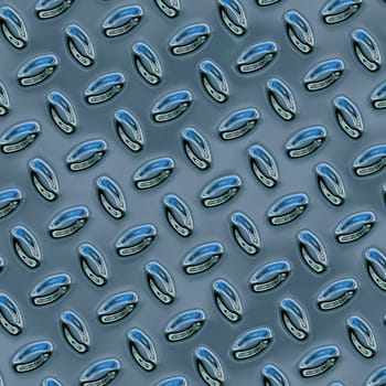 Background of a blue industrial metallic floor with a bumpy pattern