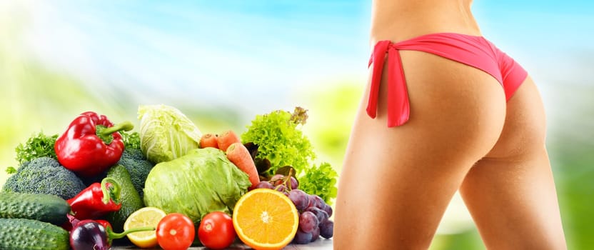 Dieting. Balanced diet based on raw organic vegetables