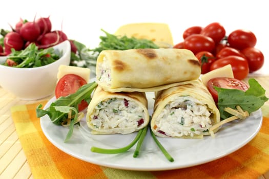 a crepe filled with cheese,radishes and chigs