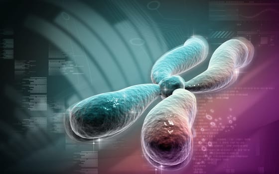 Digital illustration of chromosome in colour background