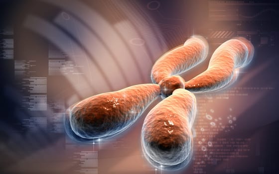 Digital illustration of chromosome in colour background