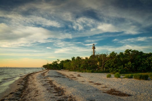 Sunrise in Sanibel Island with Lighthouse in the Summer.