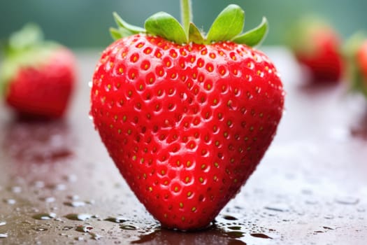 heart shaped strawberry fruits. AI Generated