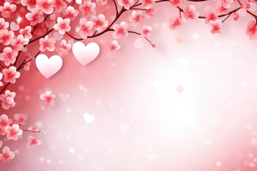 Valentine Day. Happy Mother's Day. red heart confetti on pink background with copy space. AI Generated