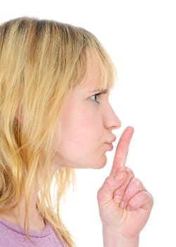 young woman asks for peace
