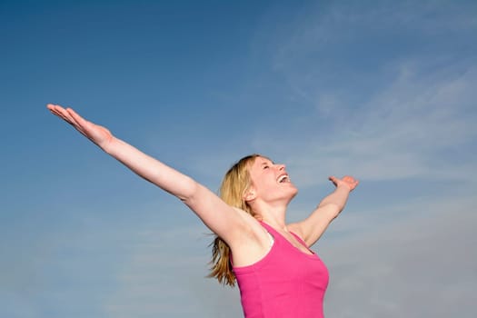 young woman cheers