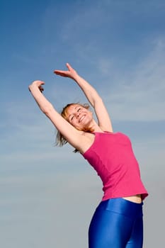 young woman cheers