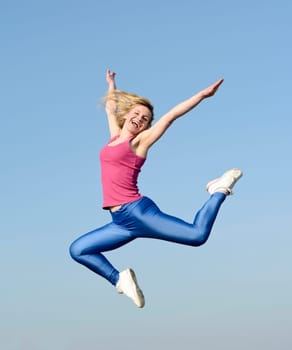 Woman makes leap of joy