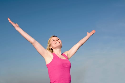 young woman cheers
