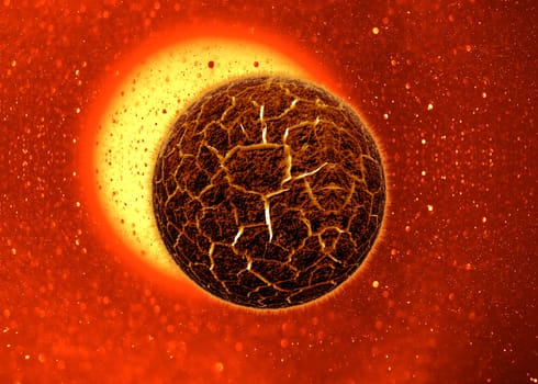 Simulated Planet explosion, Exploding fire planet