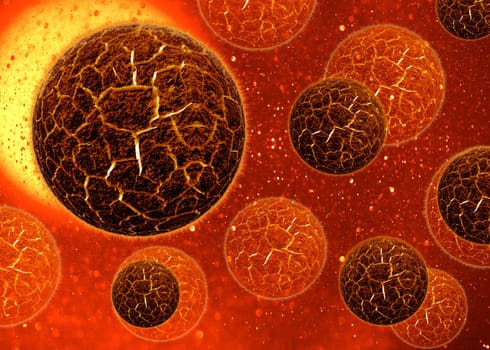 3d cell virus, Bacteria background.