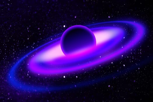 Fantasy deep space nebula with planet and stars
