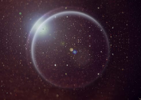 Fantasy deep space nebula with planet and stars