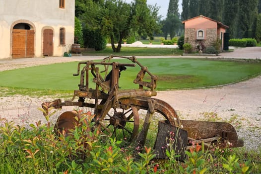 Old plough on farm