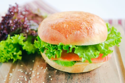 A big juicy burger ready to satiate your lunchtime appetite