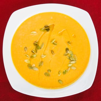 Bowls of  vegetable soup in a Mexican restaurant