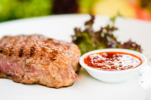 steak grilled to perfection and served with vegetables