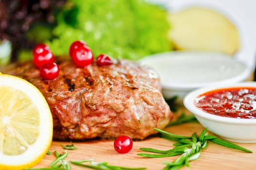 steak grilled to perfection and served with vegetables