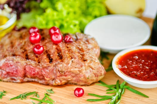 steak grilled to perfection and served with vegetables