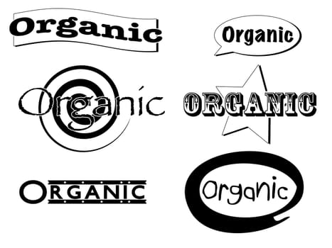 An assortment of Organic banner type illustrations, simple black and white can be used as clip art and colored.