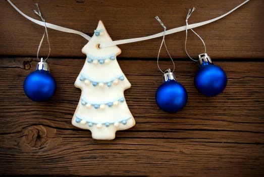 Christmas Decoration hanging on a line as a Christmas Background