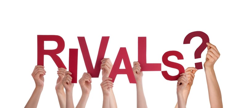 Many Hands Holding the Red Word Rivals, Isolated