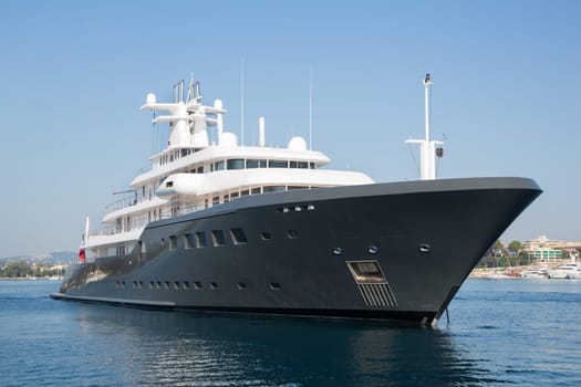Gigantic big and large luxury mega or super motor yacht. Investment for millionaires or billionaires.