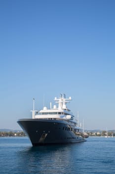 Gigantic big and large luxury mega or super motor yacht. Investment for millionaires or billionaires.