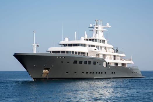 Gigantic big and large luxury mega or super motor yacht. Investment for millionaires or billionaires.