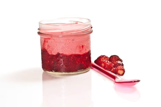 Curd dish prepared with fruit in the glass