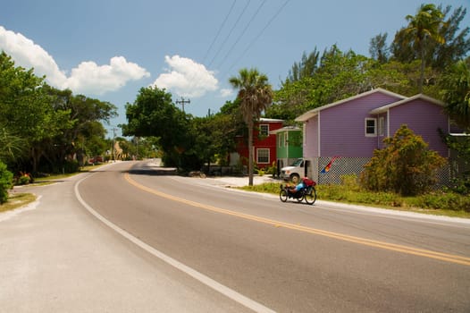 A man on a recumbent bike on Sanibel Island in Florida