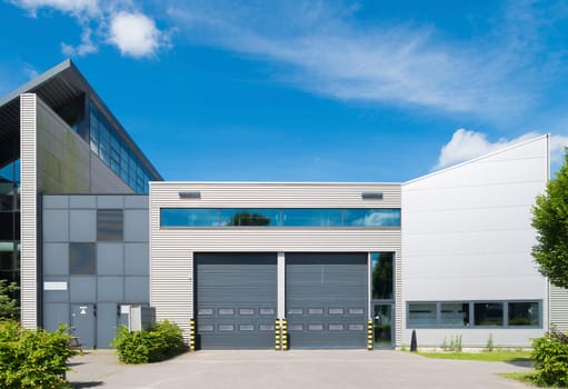 modern industrial unit with roller doors