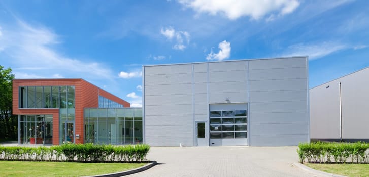 modern industrial unit with roller doors