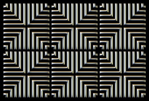 Illustration of repeating square, tiled and spaced creating optical illusion.