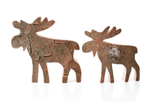 Wooden christmas decoration - isolated reindeer or elk handmade