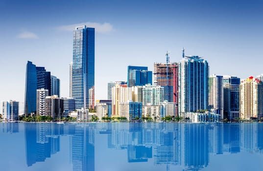 Miami south beach, view from port entry channel, Floride, USA.