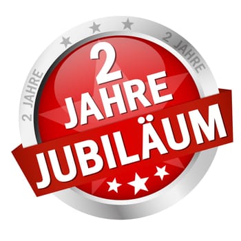Button with banner " 2 YEARS JUBILÄUM """