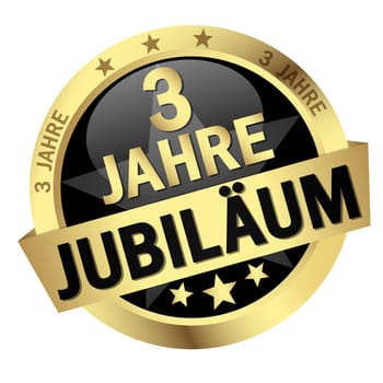 Button with banner " 3 YEARS JUBILÄUM """