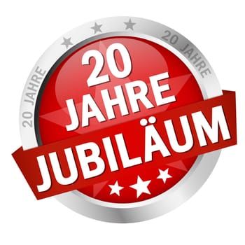 Button with banner " 20 YEARS JUBILÄUM """