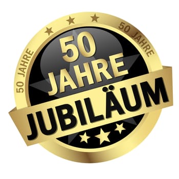 Button with banner " 50 YEARS JUBILÄUM """