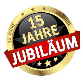Button with banner " 15 YEARS JUBILÄUM """