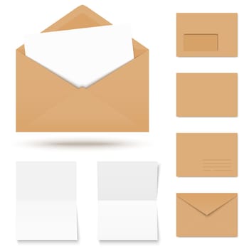 vector - collection of colored envelopes with writing paper
