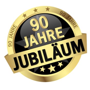 Button with banner " 90 YEARS JUBILÄUM """