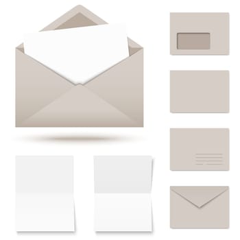 vector - collection of colored envelopes with writing paper