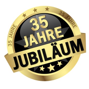 Button with banner " 35 YEARS JUBILÄUM """