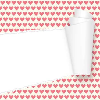 vector of ripped open paper with hearts