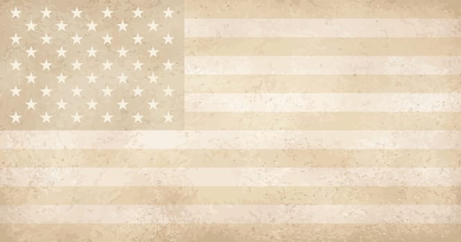 vector of vintage yellowed grunge flag with scratches USA