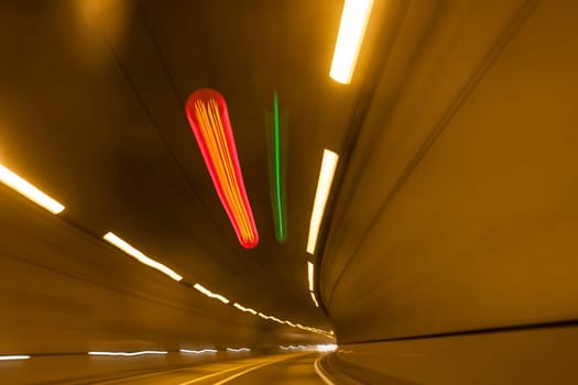Abstract speed motion in urban highway road tunnel